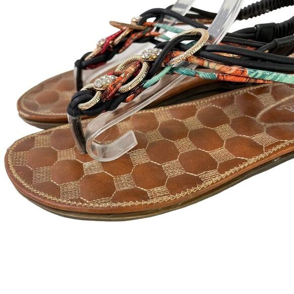 Patrizia Spring Step Gadelina Black Thong Slingback Sandals Flats Shoes 39 8.5 - Picture 8 of 16